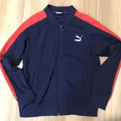 プーマ　スウェット　ジッパー　紺×赤