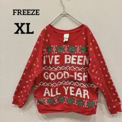 美品✨️FREEZE 【XL】レッド スウェット 長袖 冬服