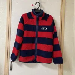フリースジャケット 赤と紺 ストライプ 100cm以上