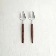 木製ハンドルフォーク＆スプーン ドイツゾーリンゲン ヴィンテージT OC2703