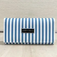 JIMMY CHOO ジミーチュウ 長財布 ストライプ ブルー ホワイトのサムネイル