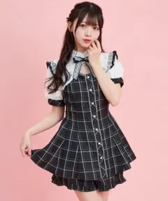 値下げ　C8　シークレットハニー　半袖セットアップ（チェッククロ）