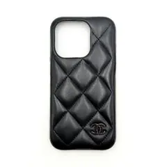 CHANEL シャネル iPhone15pro スマホケース マトラッセ 黒のサムネイル