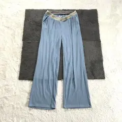 【ミニミニストア】XL 青 パンツ ウエストゴム リブ 薄手 大きめサイズ 春秋