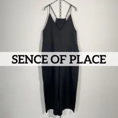 ★SENCE OF PLACE サロペット サテン ジャンプスーツ ワイドパンツ