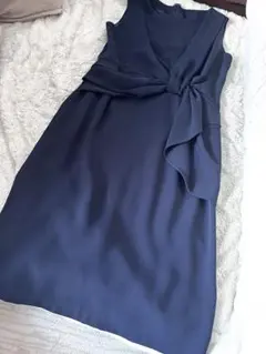 パーティドレスノースリーブ ネイビー ワンピース