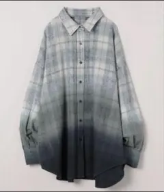【F】ジーナシス Plaid ブリーチグラデーションシャツ