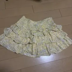 H&M DIVIDED 花柄 フリル ミニスカート イエローのサムネイル