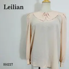 レリアン 長袖ブラウス ビジュー付きタック丸襟 バックボタン L ライトピンク