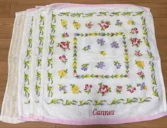 大判タオルハンカチ4枚組　￼カンヌ花柄3枚　ストライプ1枚　水通し済み