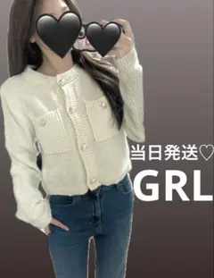 当日発送♡グレイル　カーディガン　ホワイト　ゴールド　ボタン　韓国　ワンホン