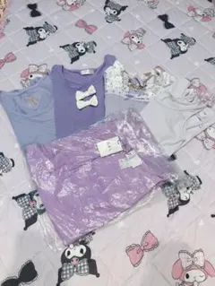 夢展望GRL ラベンダー紫タンクトップ、Tシャツ、ロンT ジーパン5着セット