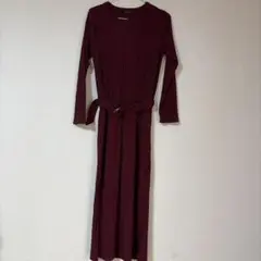 INGNI リブニット ロングワンピース ボルドー