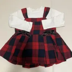 赤と黒のチェック チュニック　トップス