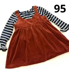 キッズ服　子ども服95cm　ワンピース　チュニック　着丈47cm　ボーダー　春服のサムネイル