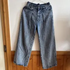 JEANASIS タックデニムワイドパンツ　ネイビー