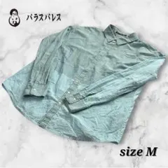 【美品】パラスパレス / 異素材切替 インディゴ チェック＆ストライプシャツのサムネイル