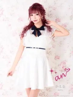 リボンネックセットアップ♡フリル/ フレア/ ミニドレス/Aライン