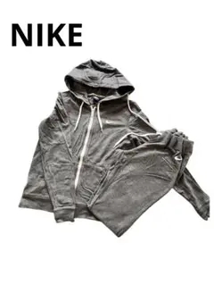 NIKEナイキ　薄手セットアップ　フードパーカー　グレー　スポーツ　ルームウェア