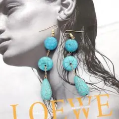 大人気✨ターコイズ ストーン 揺れる 長い 夏 リゾート 海 ブルー ピアス