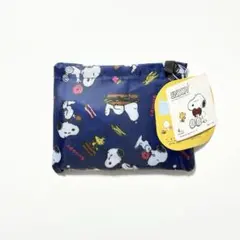 【新品未使用】スヌーピー 総柄 エコバッグ ネイビー