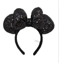 ディズニーカチューシャ ミニー スパンコール 黒