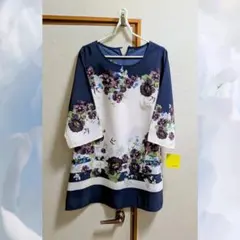 花柄 チュニック ワンピース L