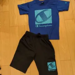 Champion　セットアップ　130 半袖ハーフパンツ 青　黒