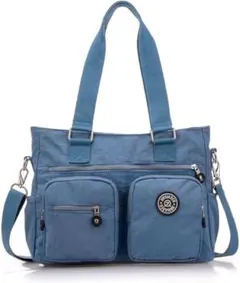 【新品・未使用】防水 ナイロン ワンショルダー トートバッグ ブルーグレー