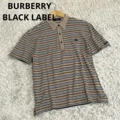 美品✨バーバリーブラックレーベル ノバストライプ 半袖ポロシャツ✨ホースロゴ L