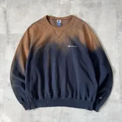 一点物 Boro　鬼フェード　ボロ スウェット　キャメル×黒　ヘビーウェイト生地