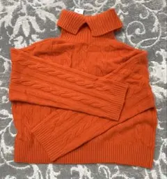 GU オレンジ クロップドタートルネックセーター L