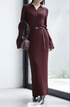 anuans スキッパータイトワンピース ブラック