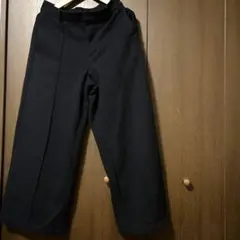 ユニクロ ブラッシュドジャージーワイドパンツ ネイビー