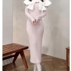 dazzlin パイピングリボンニットワンピース