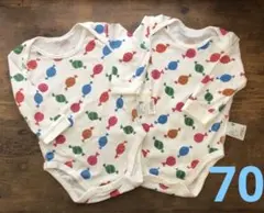 ユニクロ　70 ロンパース肌着　2枚　きんぎょがにげた