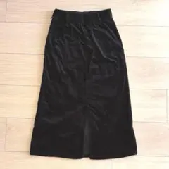 GU 여성용 롱 스커트 스커트 코듀로이 블랙 블랙 가을 겨울