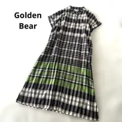 美品✨ゴールデンベア インド製 チェック ロング シャツ ワンピース ゆったり