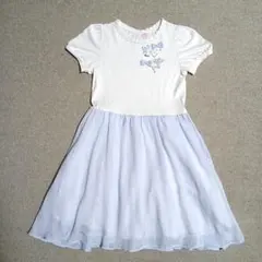 メゾピアノ 半袖ワンピース 水色リボン