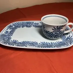 太一郎窯「染付草花文様プレートとちょっと大振りなマグカップ」