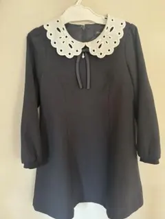 黒のレース襟ワンピース　フォーマルワンピース