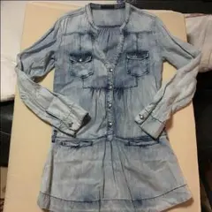 ❁︎値下げ❁︎デニム風シャツワンピース（チュニック）のサムネイル