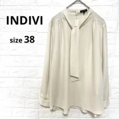 《INDIVI》24SS 洗える ボウタイブラウス アイボリー　Mサイズ