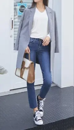 チェスターコート ロングジャケット　グレー