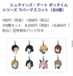 STEINS;GATE ボッチくん ラバーマスコット 全8種 未開封 セブン限定 STEINS;GATE ボッチくん ラバーマスコット 全8種 未開封 セブン限定