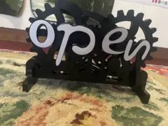 OPEN CLOSED 回転式 サインボード 歯車 ディスプレイ 店舗 営業中のサムネイル