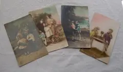 ポストカード 写真カード 3枚 子ども 人形 セピア色 1920年代/K719