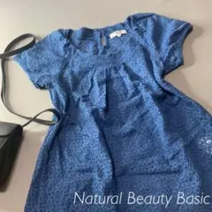 E773【レース花柄美品】ナチュラル ビューティー ベーシックカットソー