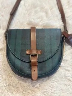 グリーンとブラックのストライプショルダーバッグ