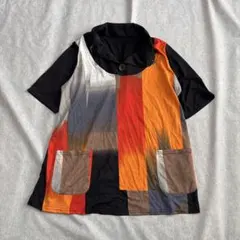 半袖Tシャツ 変形 切り替え カラーブロック 個性派 y2k モード 個性的